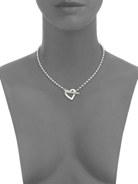 gucci boule heart sterling silver toggle necklace|trademark necklace with heart pendant.